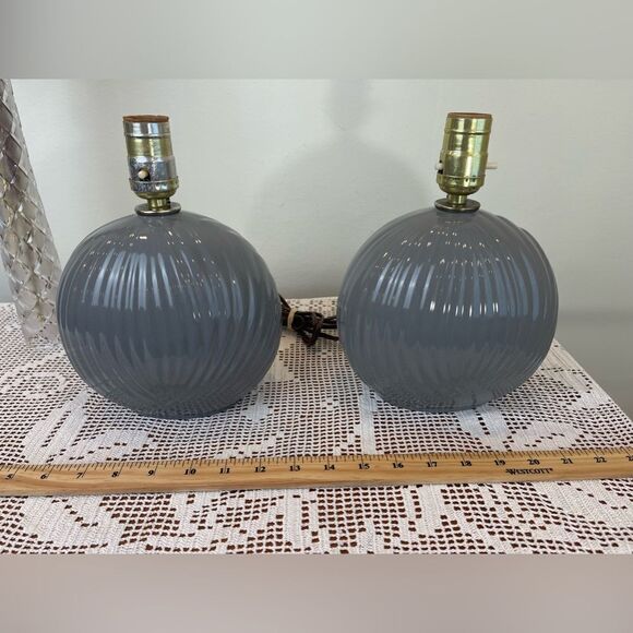 Vintage ceramic seashell textured gray table lamps | Lamp no.1 of the 2 lamps - Picture 10 of 13